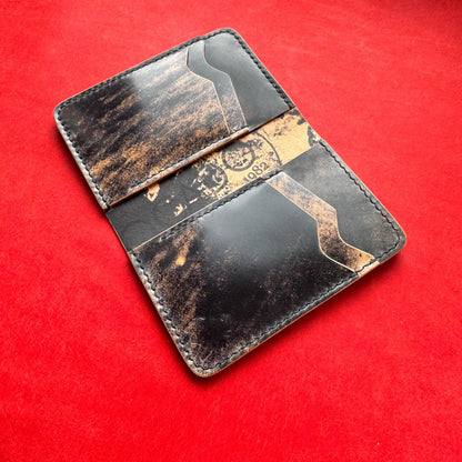 Rocado Shell Cordovan Wallet, Vertical Leather Bifold Wallet, Minimalist Slim Luxury Wallet