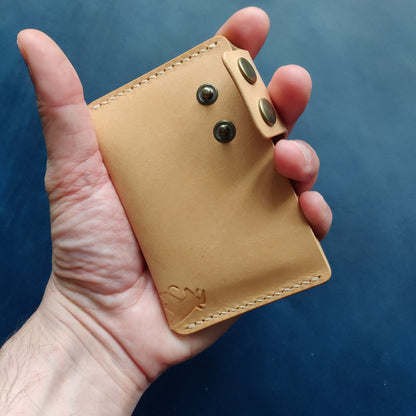 Leather Slim And Simple Card Holder, Minimalist, Compact Wallet For Cards And Folded Bills, Credit Card Holder With Two Snaps