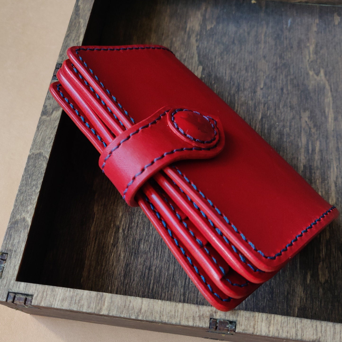 Leather Vertical Bifold Card Wallet, Japanese Wallet