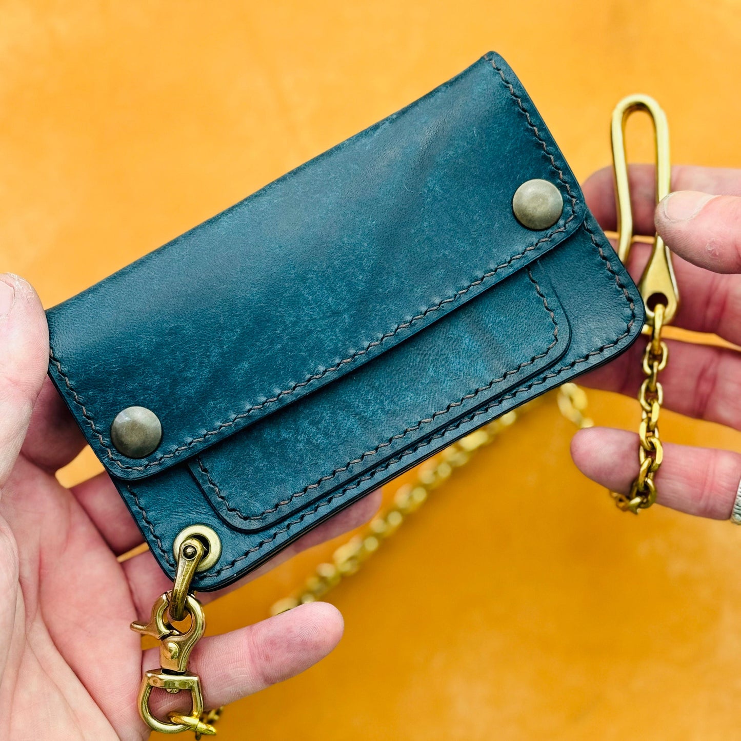 Handmade Leather Mini Trucker Wallet, Luxury Compact Wallet