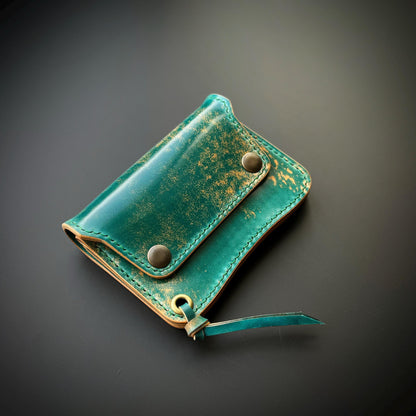 Rocado Shell Cordovan Short Trucker Wallet With A Ring For Chain Or Lanyard, Stylish Wallet For Rider, Biker or Trucker