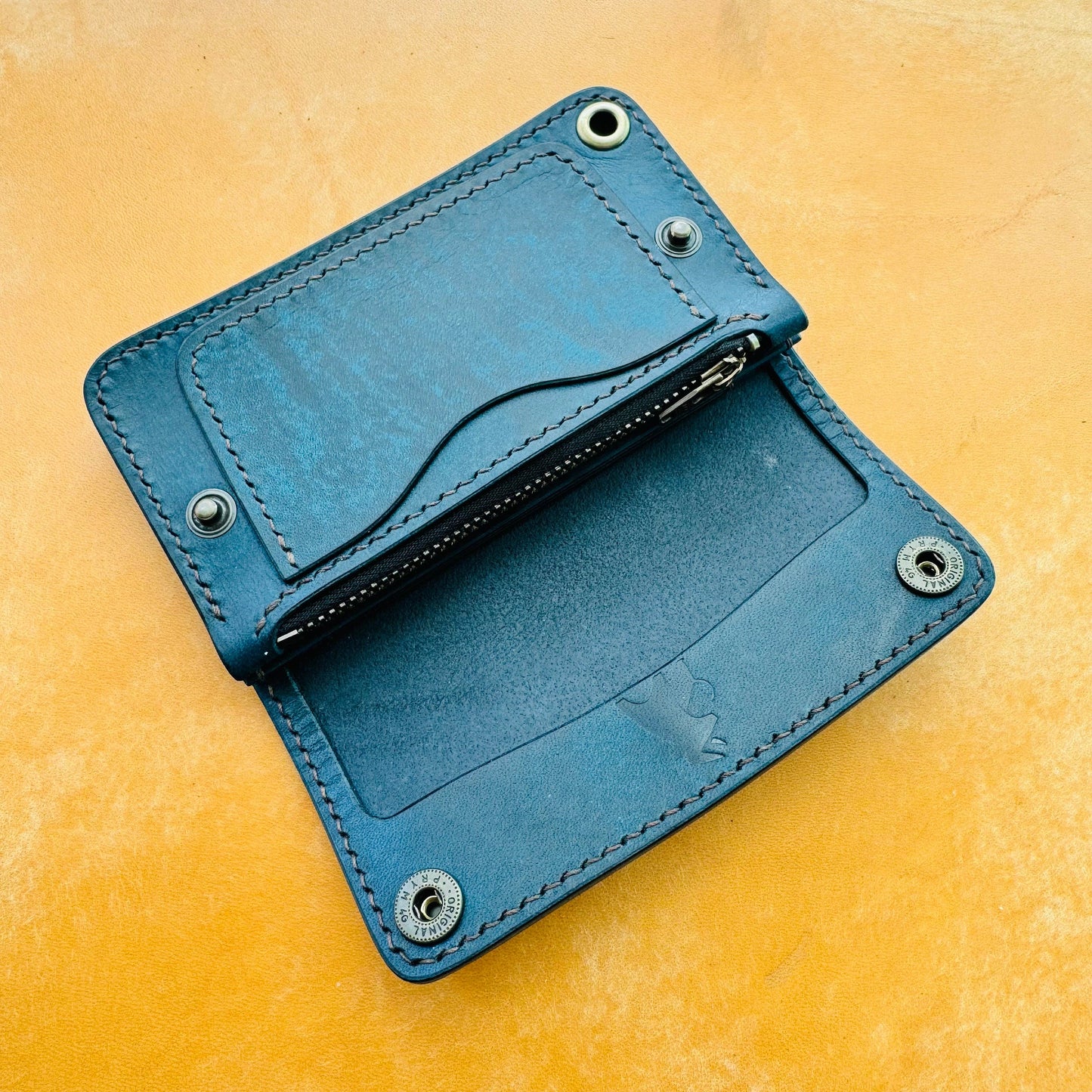 Handmade Leather Mini Trucker Wallet, Luxury Compact Wallet