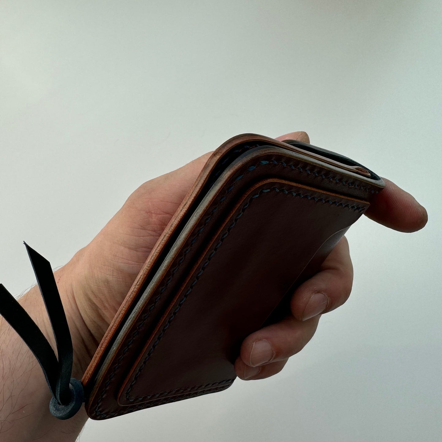 Short Trucker Wallet With A Ring For Chain Or Lanyard, Veg Tan Wallet, Stylish Wallet For Rider, Biker or Trucker