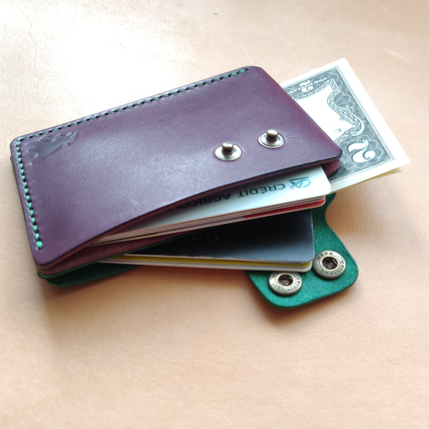 Leather Card Holder, Vegetable Tanned Pocket Mini Wallet, Minimalist Card Holder Case