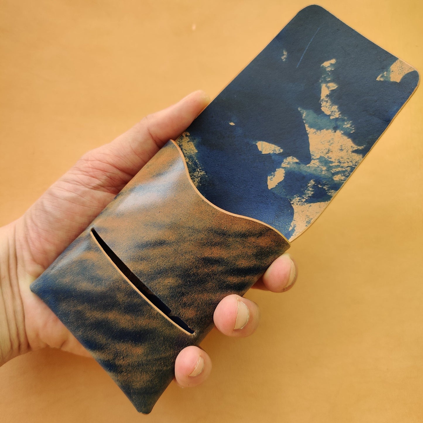 Stitchless Shell Cordovan Leather Cards Wallet, Origami Minimalist Wallet, EDC Card Holder Case