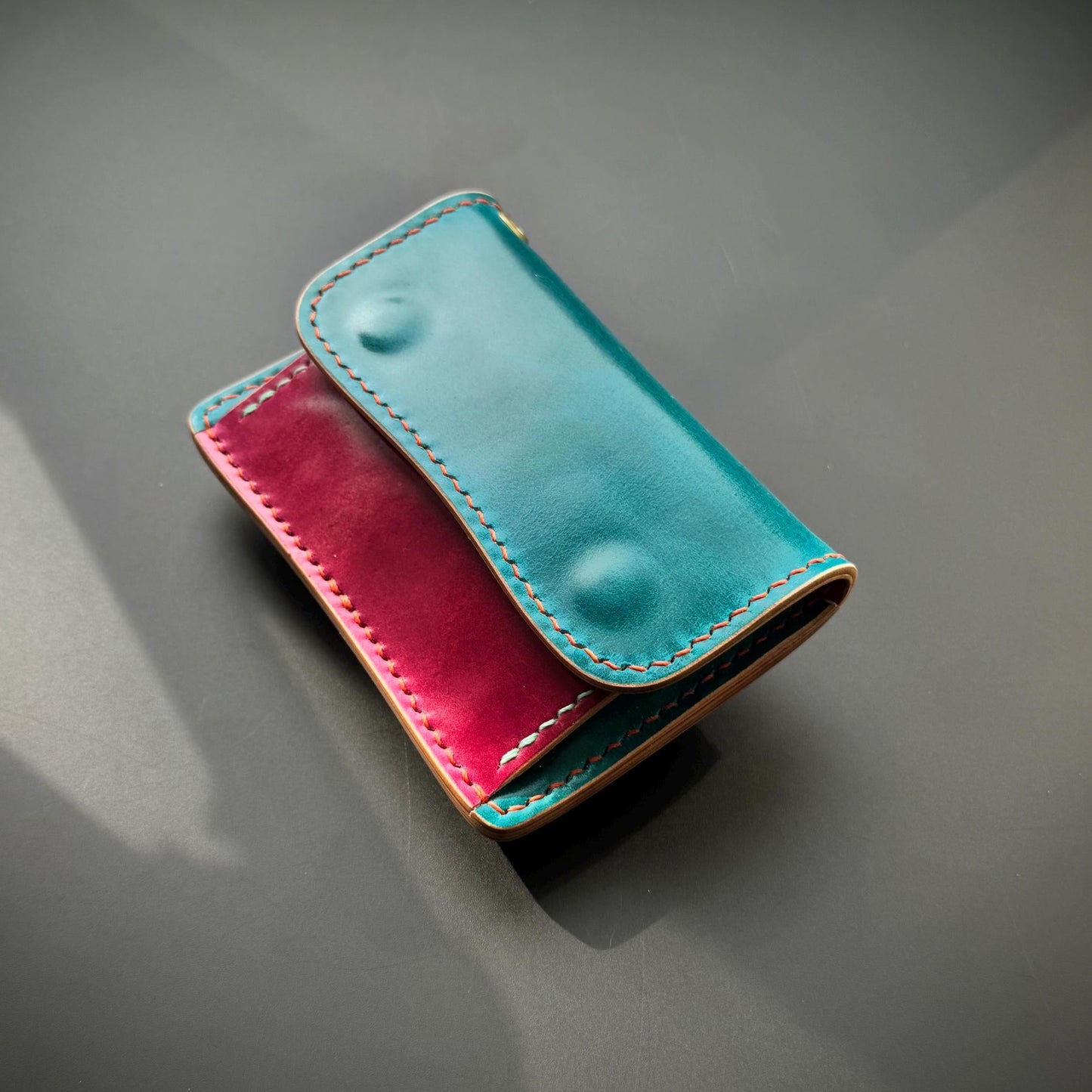 Rocado shell Cordovan Compact Leather Wallet With Coin Purse, Leather Card And Cash Holder