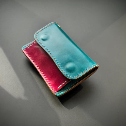 Rocado shell Cordovan Compact Leather Wallet With Coin Purse, Leather Card And Cash Holder