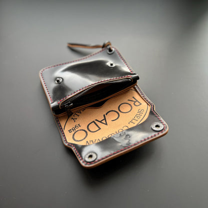 Rocado Shell Cordovan Short Trucker Wallet With A Ring For Chain Or Lanyard, Stylish Wallet For Rider, Biker or Trucker