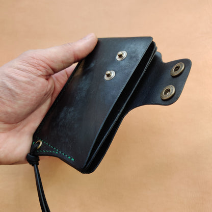 Leather Card Holder With A Ring For Chain Or Lanyard, Pocket Mini Wallet, Minimalist Card Holder Case