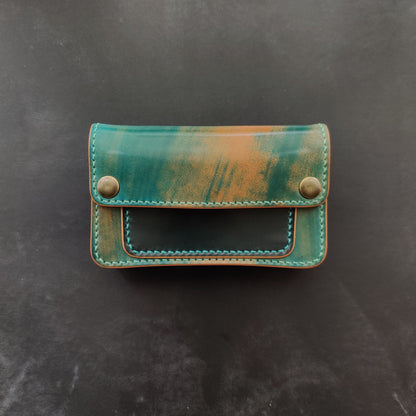 Rocado Shell Cordovan Mini Trucker Wallet, Luxury Compact Wallet