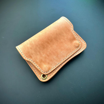 Rocado Shell Cordovan Short Trucker Wallet With A Ring For Chain Or Lanyard, Stylish Wallet For Rider, Biker or Trucker