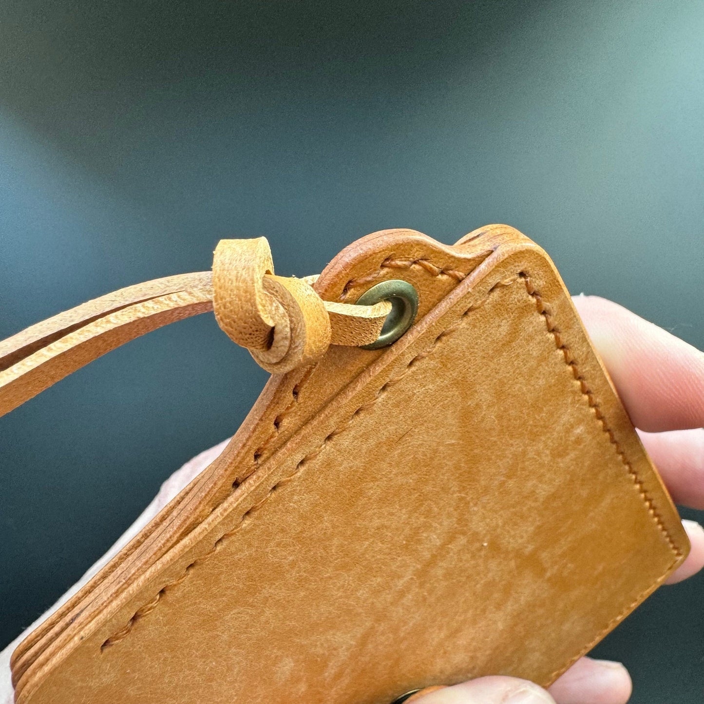 Leather Card Holder With A Ring For Chain Or Lanyard, Pocket Mini Wallet, Minimalist Card Holder Case