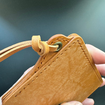 Leather Card Holder With A Ring For Chain Or Lanyard, Pocket Mini Wallet, Minimalist Card Holder Case