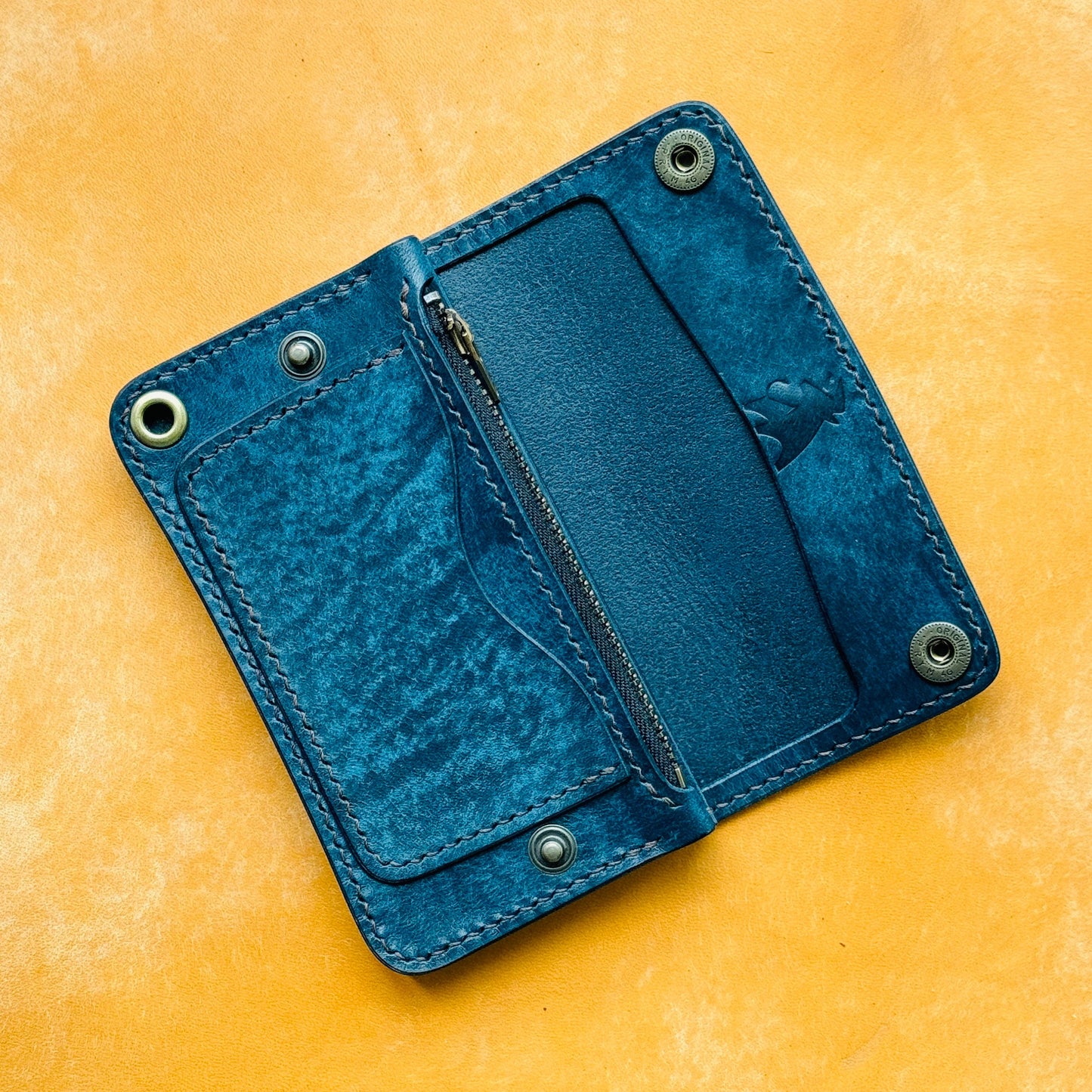 Handmade Leather Mini Trucker Wallet, Luxury Compact Wallet