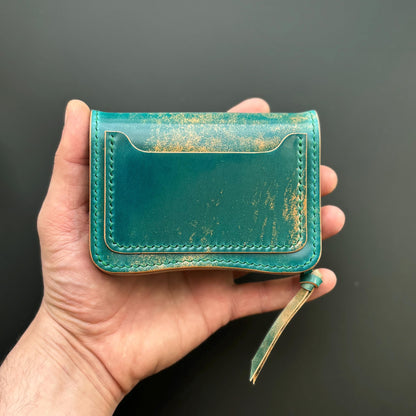 Rocado Shell Cordovan Short Trucker Wallet With A Ring For Chain Or Lanyard, Stylish Wallet For Rider, Biker or Trucker