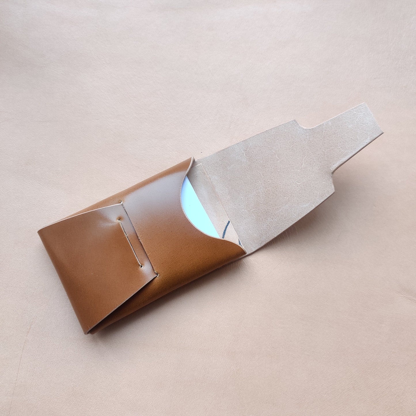 Rocado Shell Cordovan Stitchless Leather Mini Cards Wallet, Origami Minimalist Wallet, EDC Card Holder Case