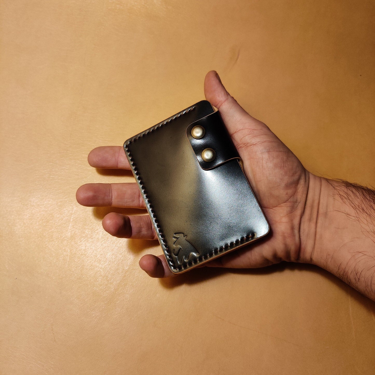 Rocado Shell Cordovan Leather Card Holder, Pocket Mini Wallet, Minimalist Card Holder Case