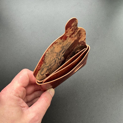 Stitchless Shell Cordovan Leather Cards Wallet, Origami Minimalist Wallet, EDC Card Holder Case
