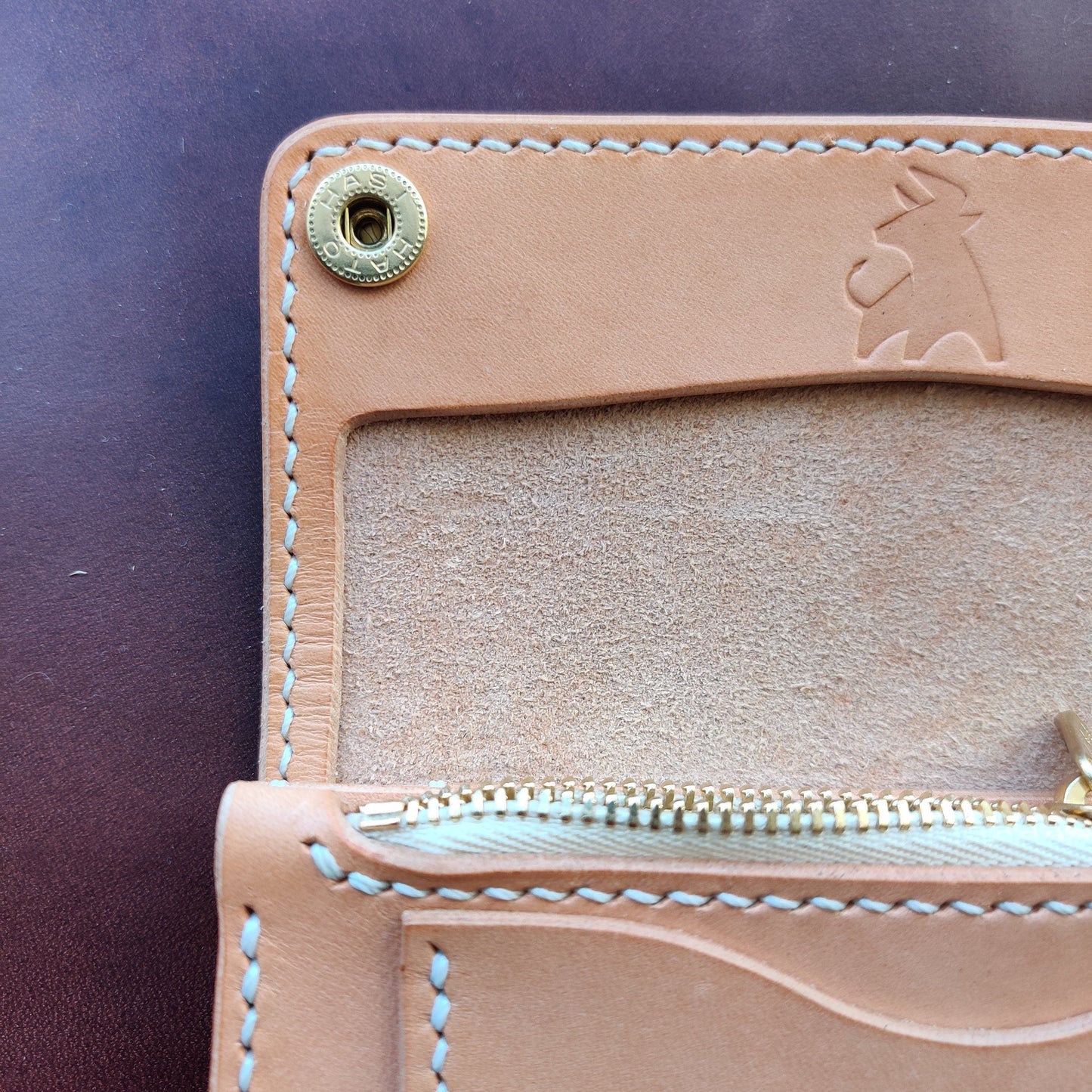 Vegetable Tanned Natural Leather Mini Trucker Wallet, Luxury Compact Wallet
