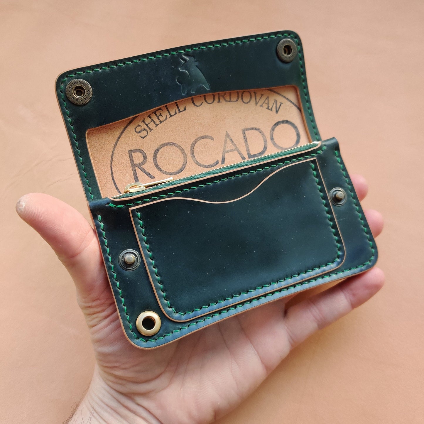 Rocado Shell Cordovan Mini Trucker Wallet, Luxury Compact Wallet