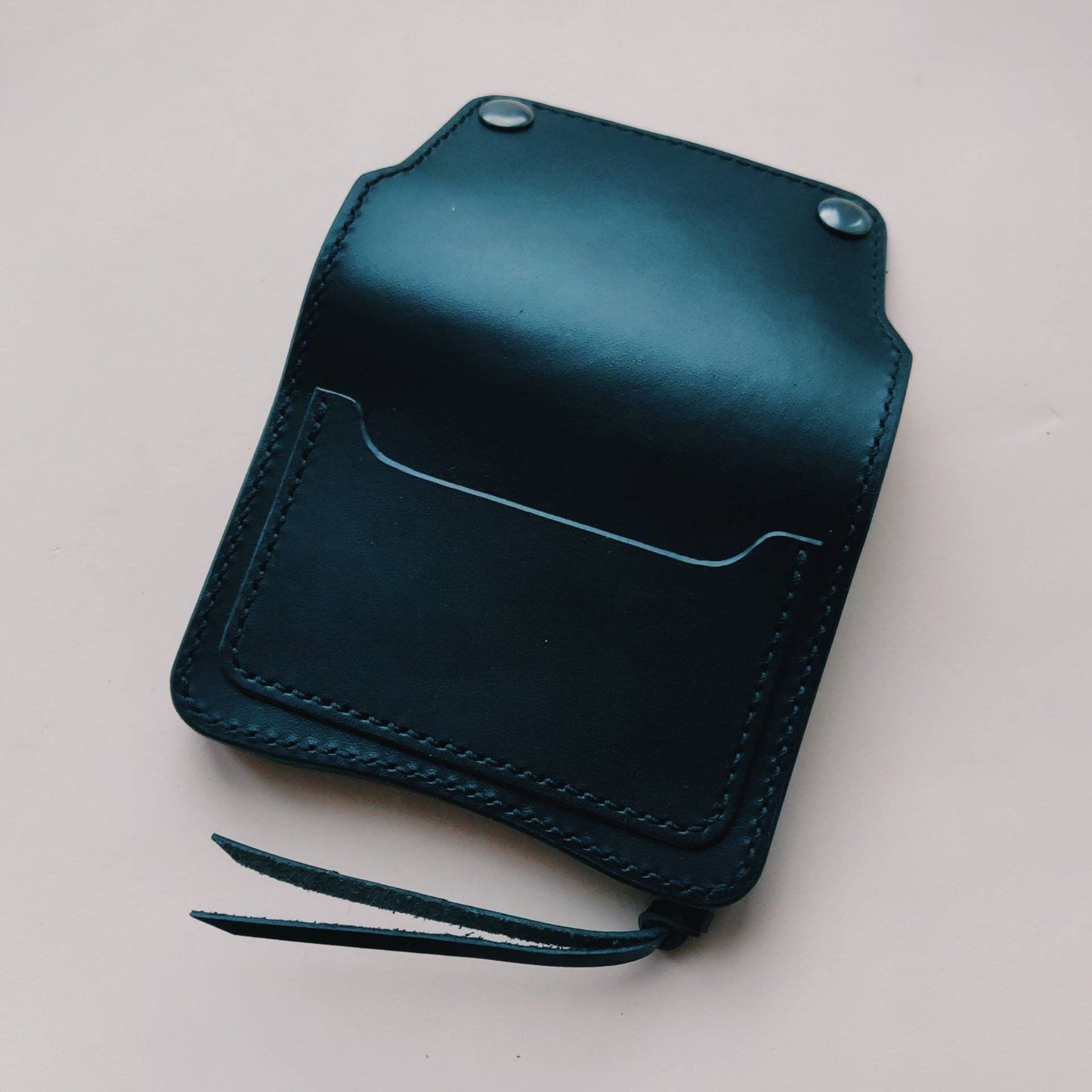 Short Trucker Wallet With A Ring For Chain Or Lanyard, Veg Tan Wallet, Stylish Wallet For Rider, Biker or Trucker