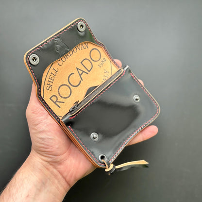 Rocado Shell Cordovan Short Trucker Wallet With A Ring For Chain Or Lanyard, Stylish Wallet For Rider, Biker or Trucker