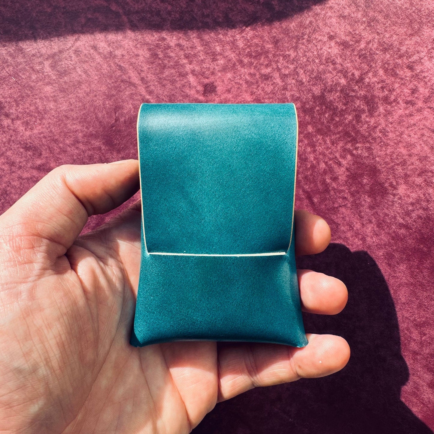 Rocado Shell Cordovan Stitchless Leather Mini Cards Wallet, Origami Minimalist Wallet, EDC Card Holder Case