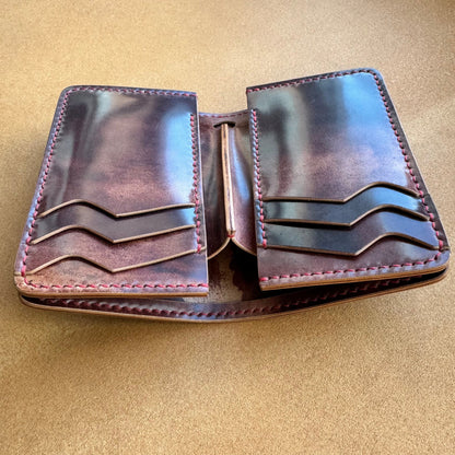 Rocado Shell Cordovan Vertical Leather Wallet, Cash Holder Leather Wallet, Bi-Fold Middle Wallet, Men Gift Wallet, Women Gift Wallet