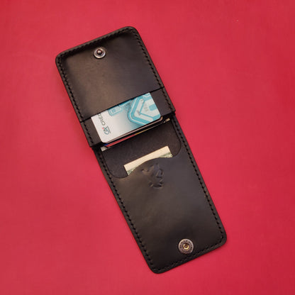 Leather vertical minimalist bifold EDC wallet