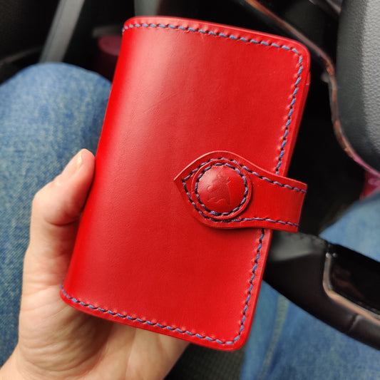 Leather Vertical Bifold Card Wallet, Japanese Wallet
