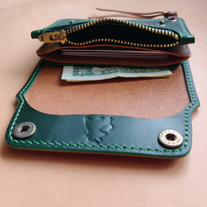 Short Trucker Wallet With A Ring For Chain Or Lanyard, EDC Wallet For Rider, Biker or Trucker