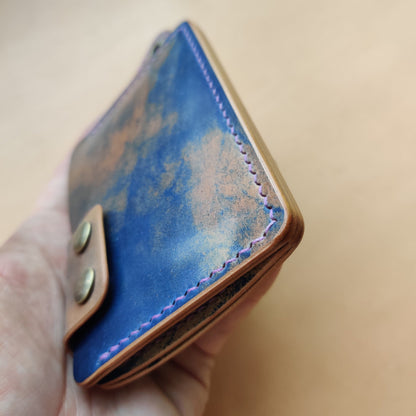 Rocado Shell Cordovan Leather Card Holder With A Ring For Chain Or Lanyard, Pocket Mini Wallet, Minimalist Card Holder Case