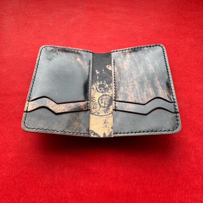 Rocado Shell Cordovan Wallet, Vertical Leather Bifold Wallet, Minimalist Slim Luxury Wallet