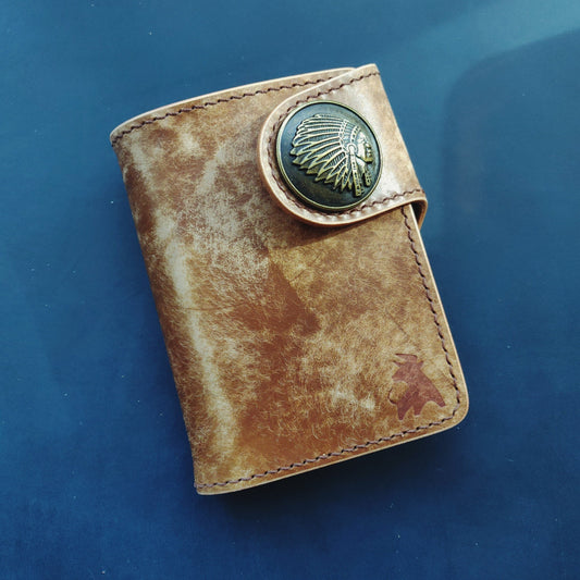 Biker Wallet With A Ring For Chain Or Lanyard, Veg Tanned Travel Western Wallet