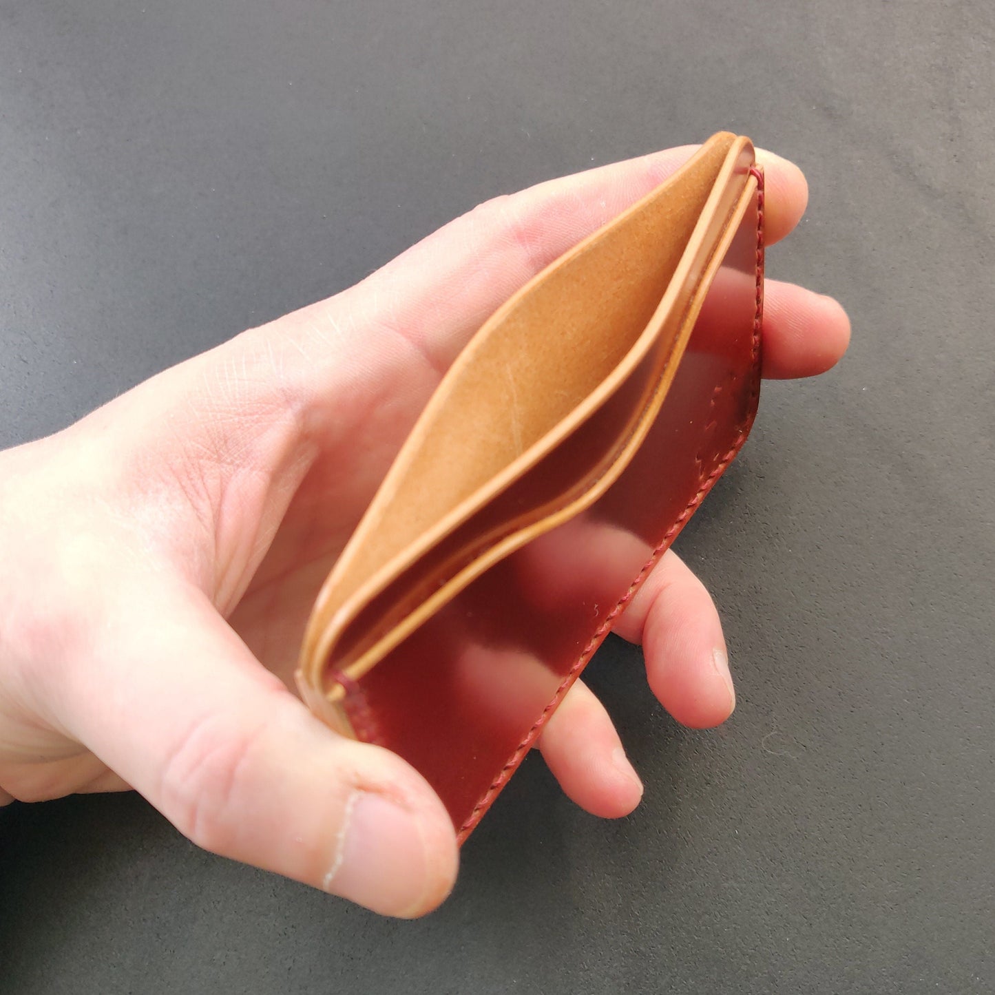 Shell Cordovan Wallet, Horizontal Leather Card Wallet, Minimalist Slim Luxury Wallet