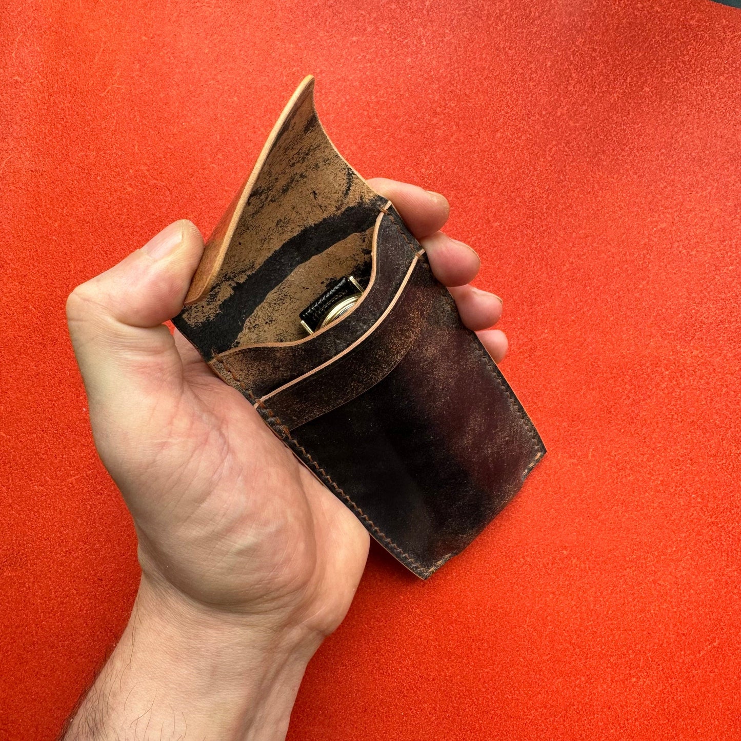 Rocado Shell Cordovan Leather Watch Pouch, Leather Case For Watch