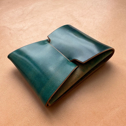 Stitchless Shell Cordovan Leather Cards Wallet, Origami Minimalist Wallet, EDC Card Holder Case