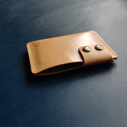Leather Slim And Simple Card Holder, Minimalist, Compact Wallet For Cards And Folded Bills, Credit Card Holder With Two Snaps