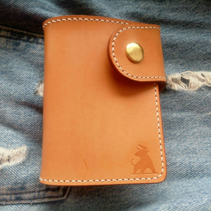 Leather Biker Wallet With A Ring For Chain Or Lanyard, Unpainted Veg Tanned Travel Western Wallet