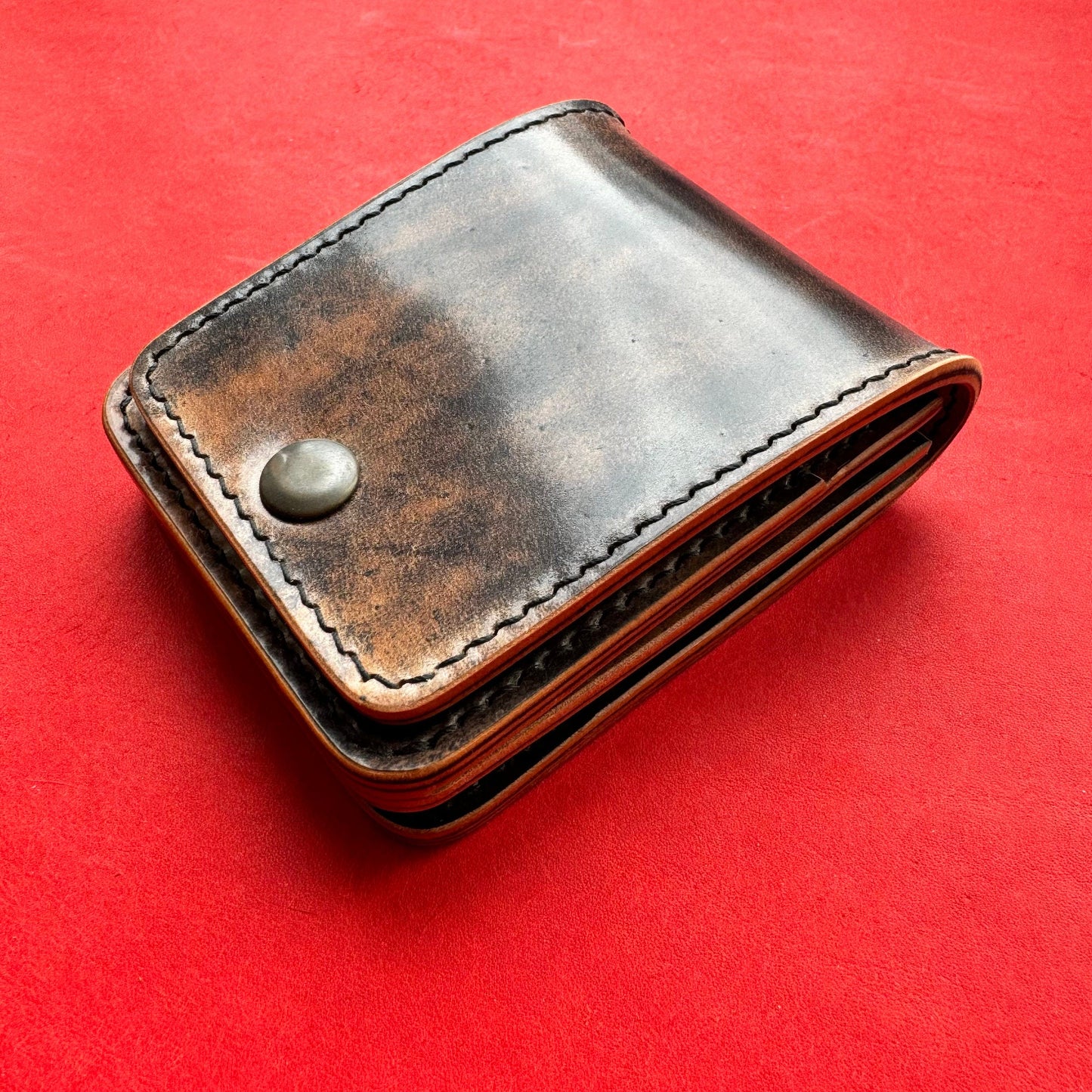 Rocado Shell Cordovan Leather vertical minimalist bifold EDC wallet