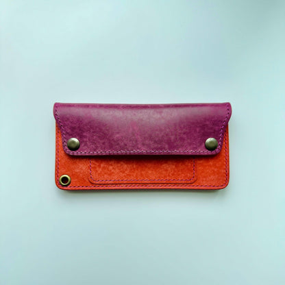 Long Trucker Wallet With A Ring For Chain Or Lanyard , Handmade Wallet For Rider, Biker or Trucker