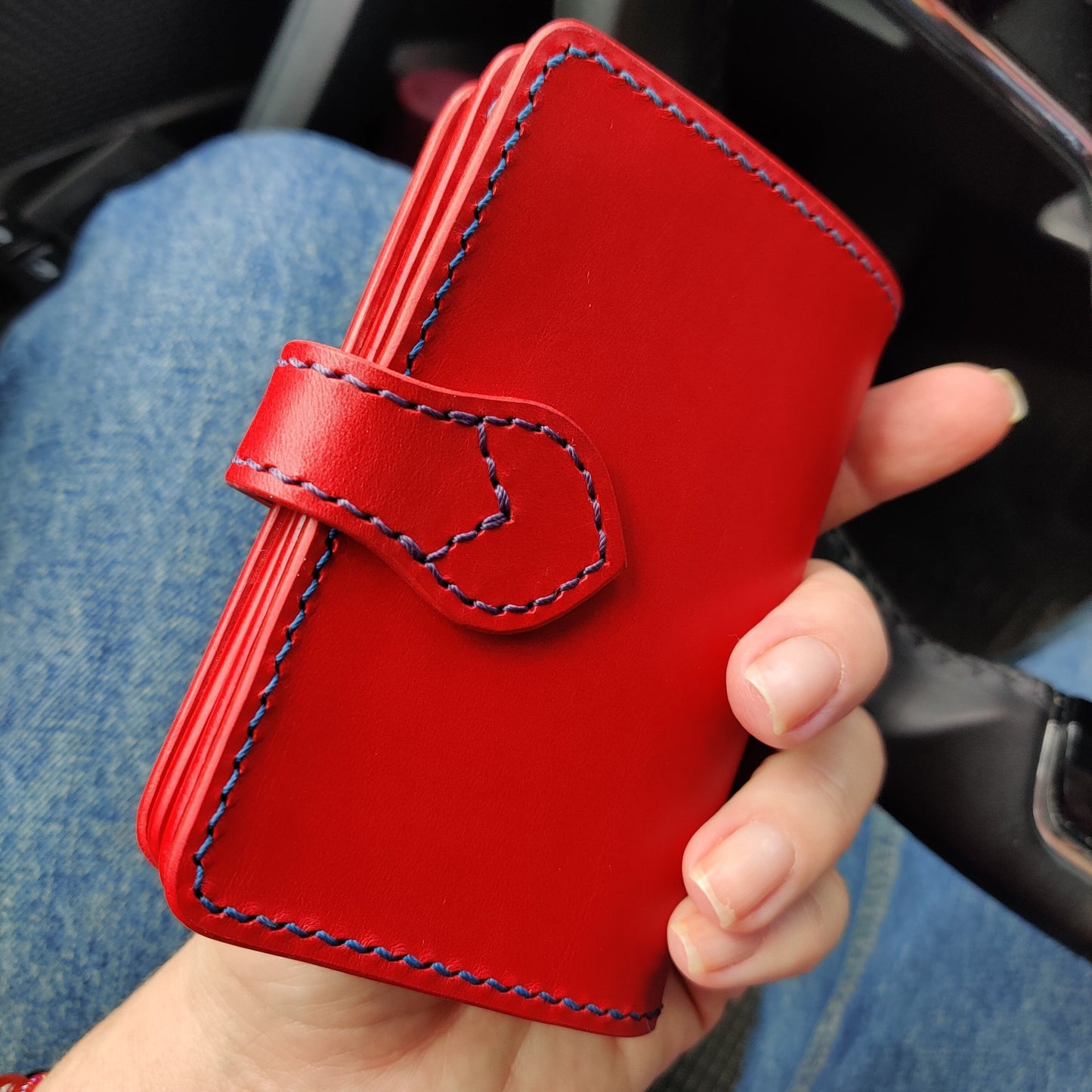 Leather Vertical Bifold Card Wallet, Japanese Wallet