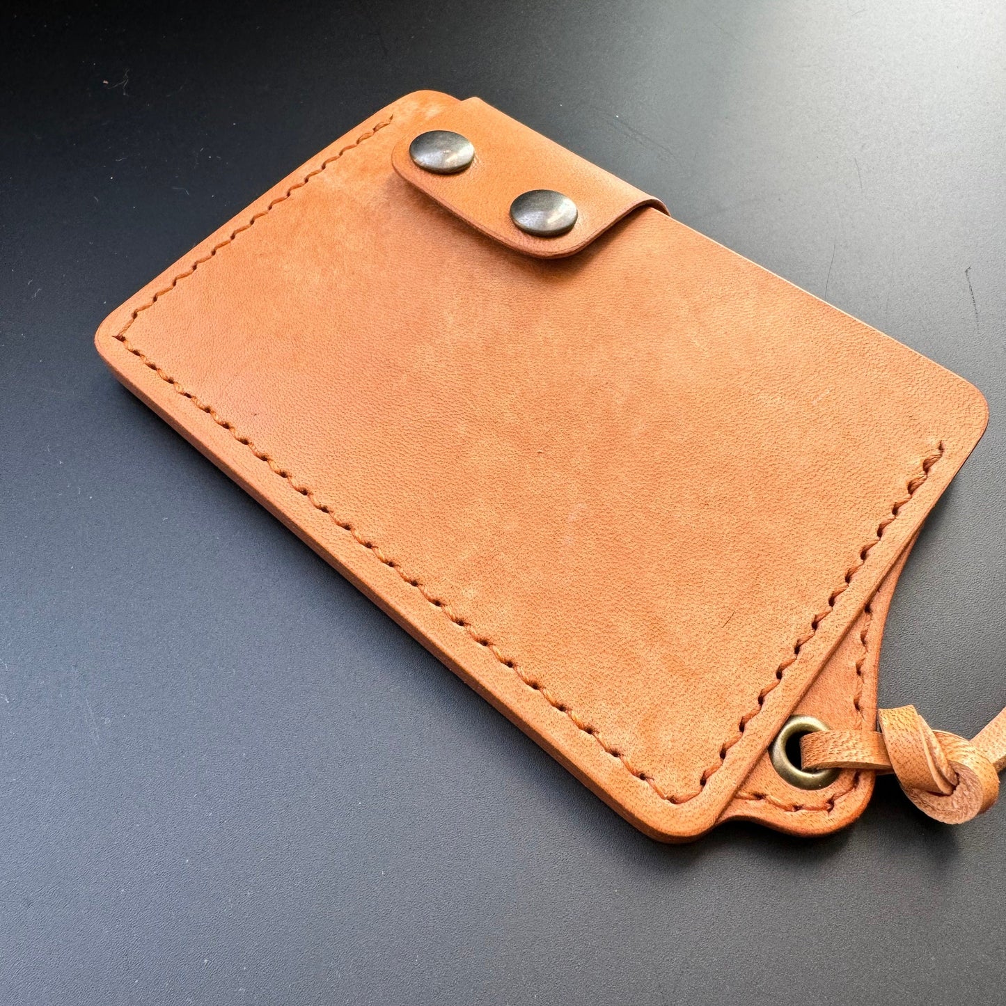 Leather Card Holder With A Ring For Chain Or Lanyard, Pocket Mini Wallet, Minimalist Card Holder Case
