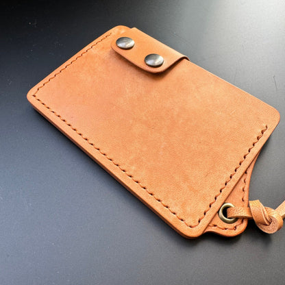 Leather Card Holder With A Ring For Chain Or Lanyard, Pocket Mini Wallet, Minimalist Card Holder Case