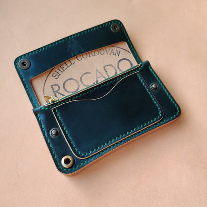 Rocado Shell Cordovan Mini Trucker Wallet, Luxury Compact Wallet