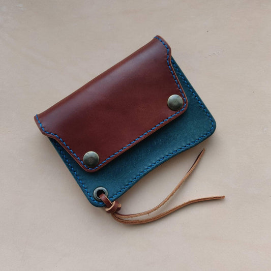 Short Trucker Wallet With A Ring For Chain Or Lanyard, Veg Tan Wallet, Stylish Wallet For Rider, Biker or Trucker