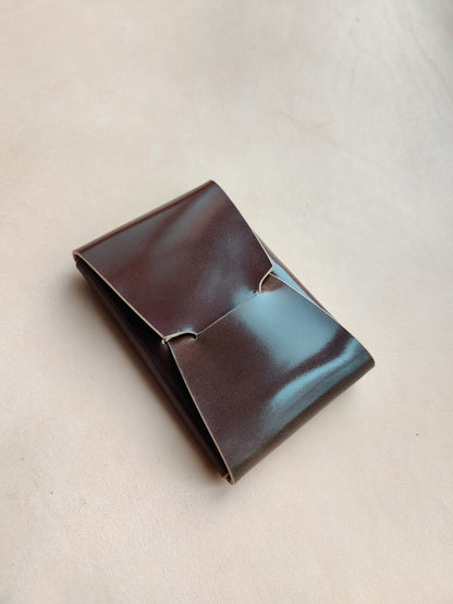Rocado Shell Cordovan Stitchless Leather Mini Cards Wallet, Origami Minimalist Wallet, EDC Card Holder Case