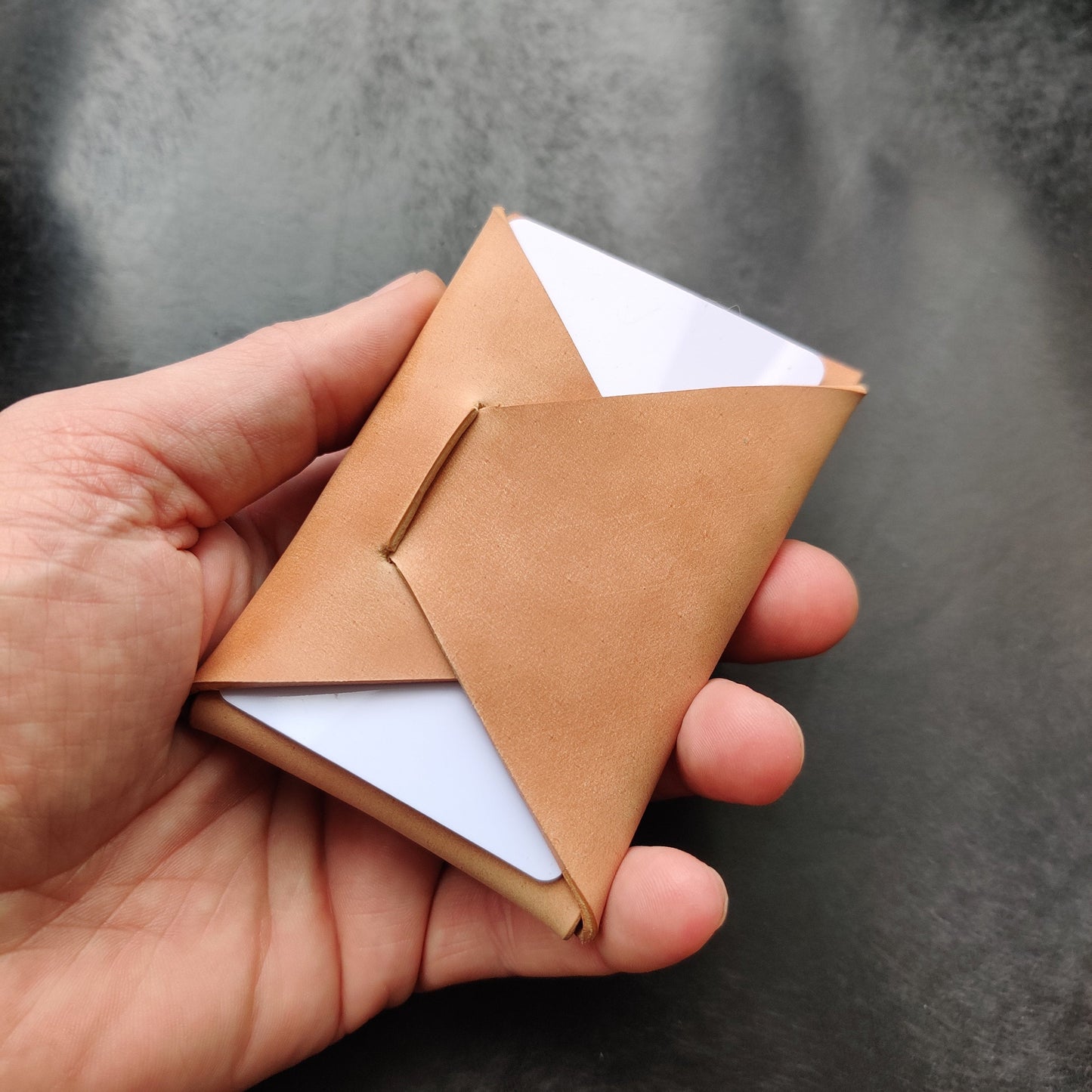 Rocado Shell Cordovan Stitchless Leather Mini Cards Wallet, Origami Minimalist Wallet, EDC Card Holder Case