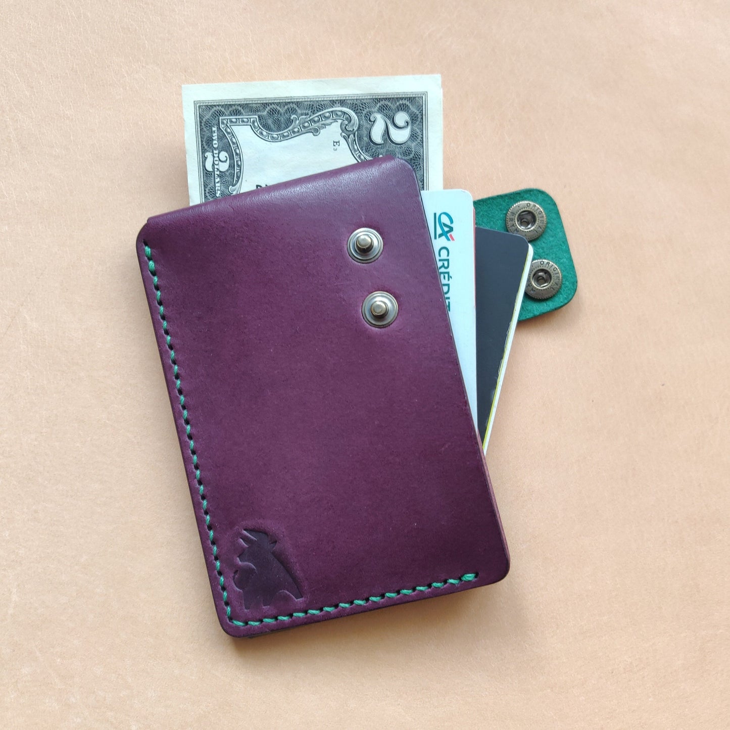 Leather Card Holder, Vegetable Tanned Pocket Mini Wallet, Minimalist Card Holder Case