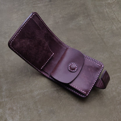 Leather Bifold Wallet, Japanese-Style Vegetable Tanned Wallet With Coin Purse